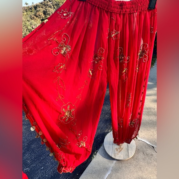 Belly Dance Costume new hand made Bra, trousers, 2 arm sleeves, hat& crop top - Picture 8 of 16